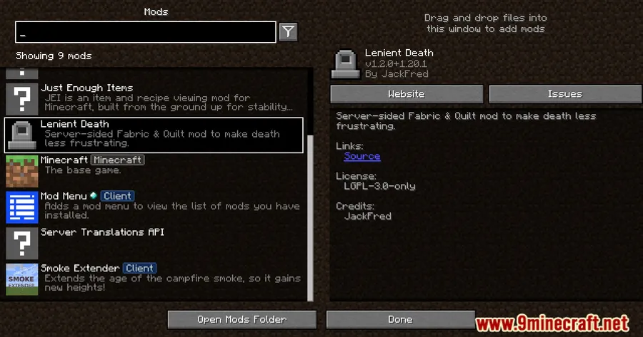 Lenient Death Mod screenshot 1 showing mod in action