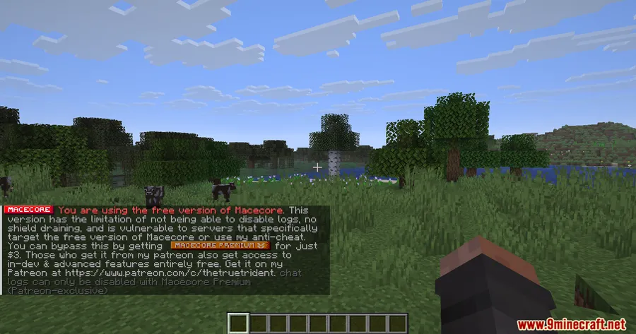 MaceCore Client Mod screenshot 2 showing mod in action