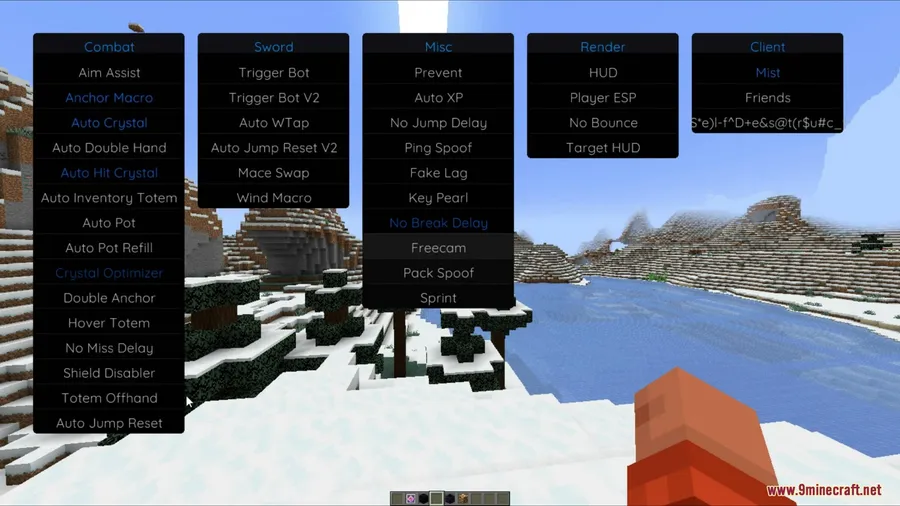 Mist Client Mod screenshot 1 showing mod in action