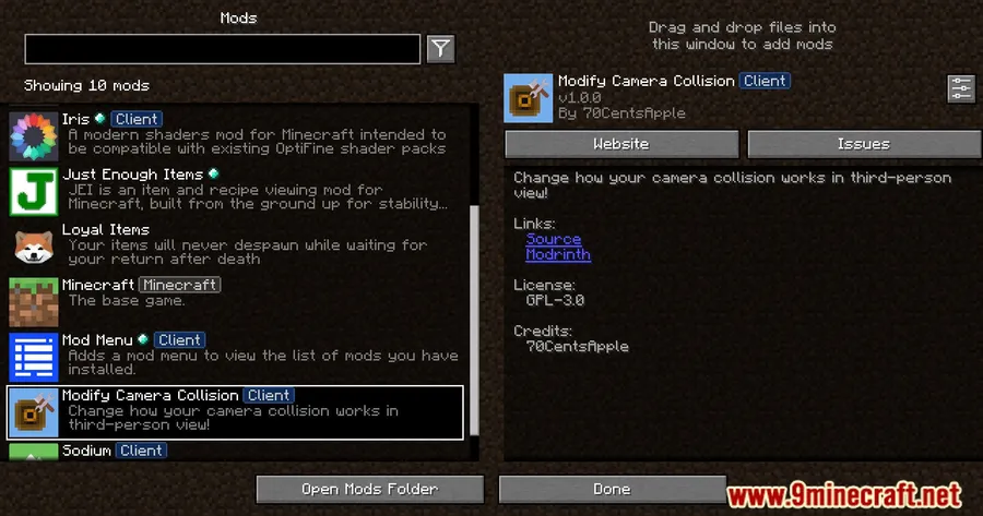 Modify Camera Collision Mod screenshot 1
