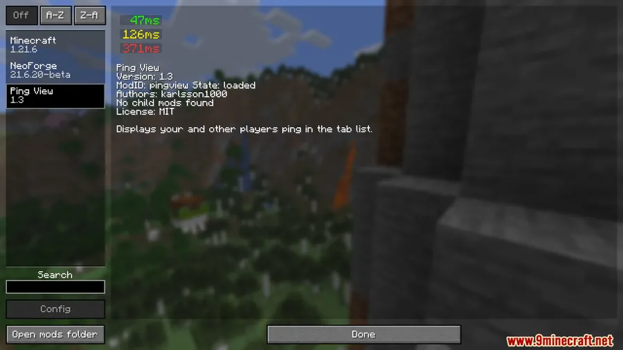 Ping View Mod screenshot 1 showing mod in action