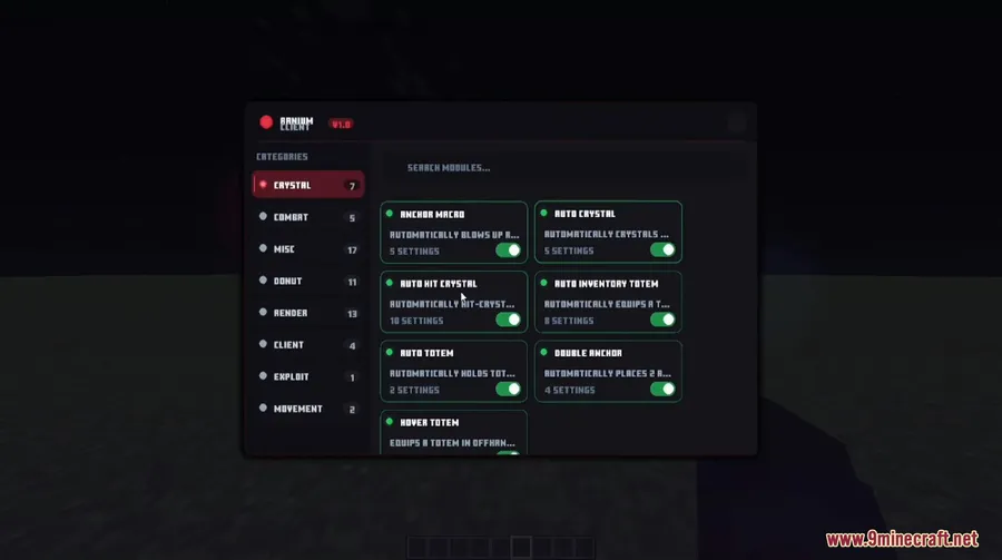 Ranium Client Mod screenshot 1 showing mod in action
