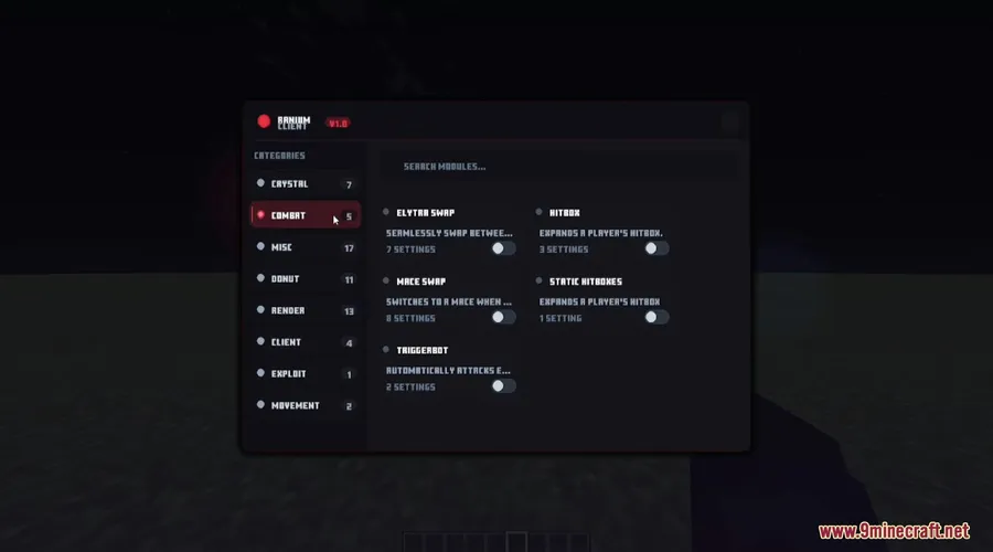 Ranium Client Mod screenshot 2 showing mod in action