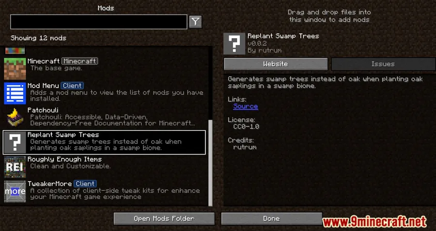 Replant Swamp Trees Mod screenshot 1 showing mod in action