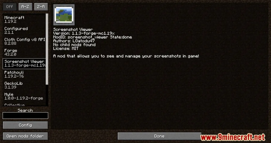 Screenshot Viewer Mod screenshot 2 showing mod in action