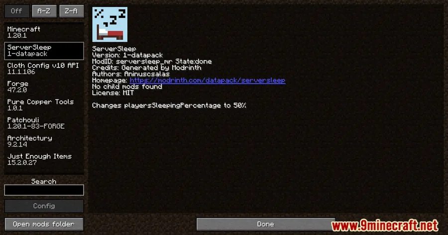 Server Sleep Mod screenshot 1