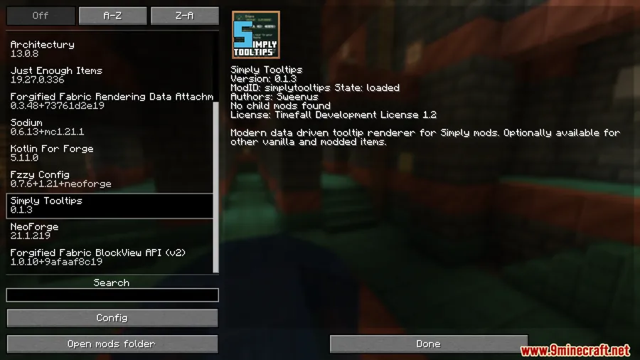 Simply Tooltips Mod screenshot 1 showing mod in action