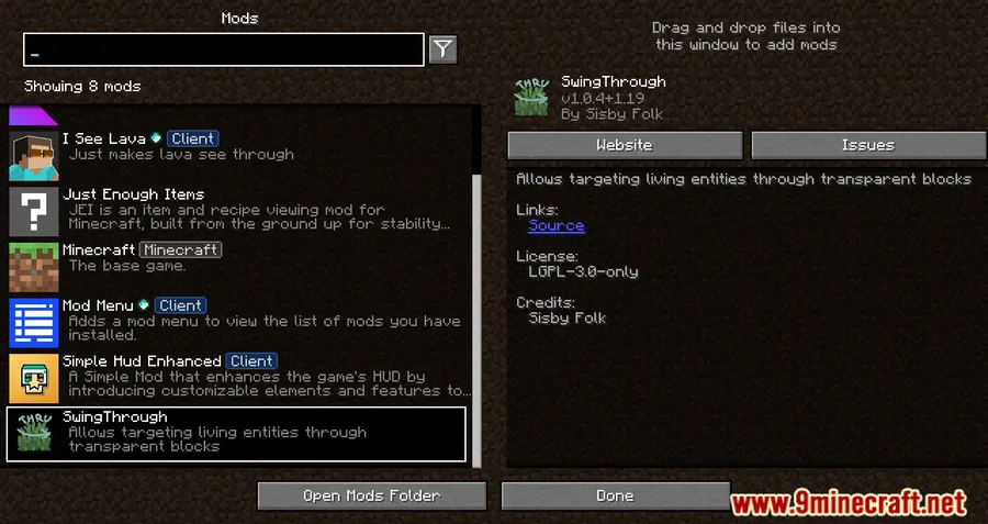 SwingThrough Mod screenshot 1