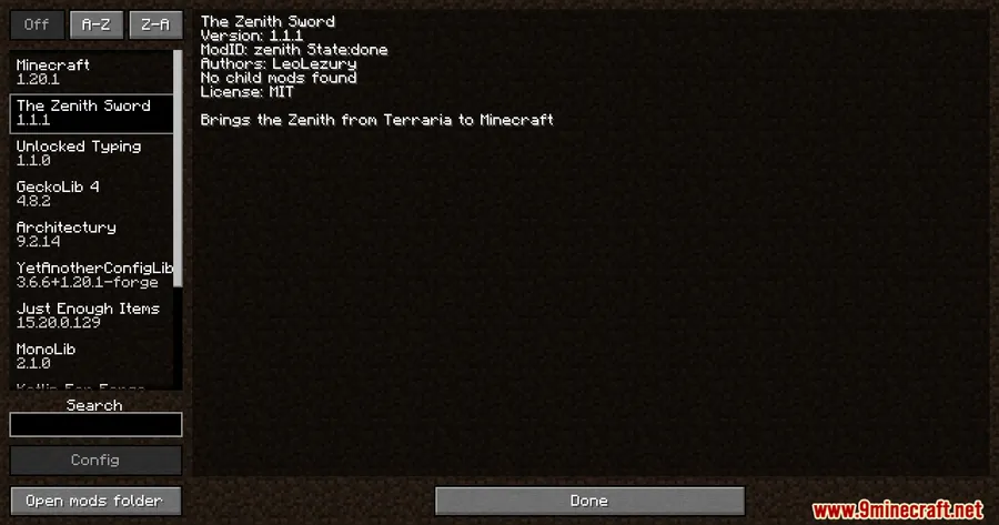 The Zenith Sword Mod screenshot 1