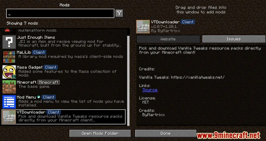VTDownloader Mod screenshot 1 showing mod in action