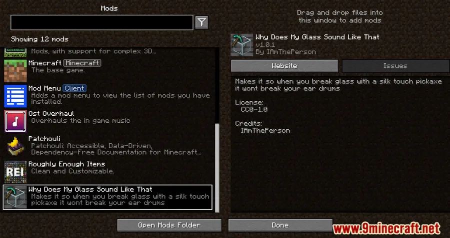 Why Does My Glass Sound Like That Mod screenshot 1 showing mod in action