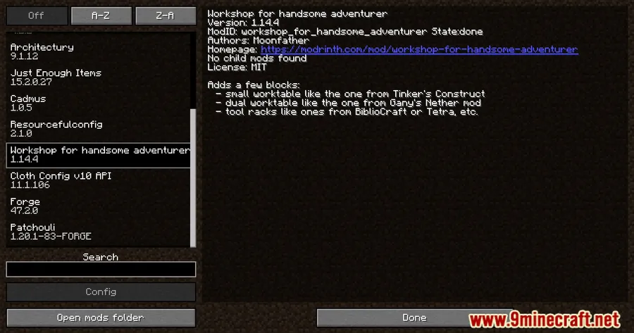 Workshop For Handsome Adventurer Mod screenshot 1 showing mod in action