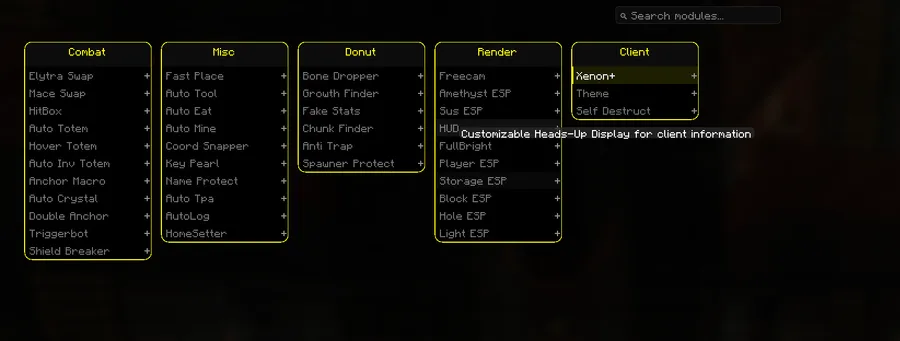 Xenon Plus Client Mod screenshot 1