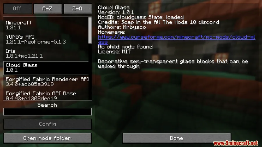 Cloud Glass Mod screenshot 1 showing mod in action