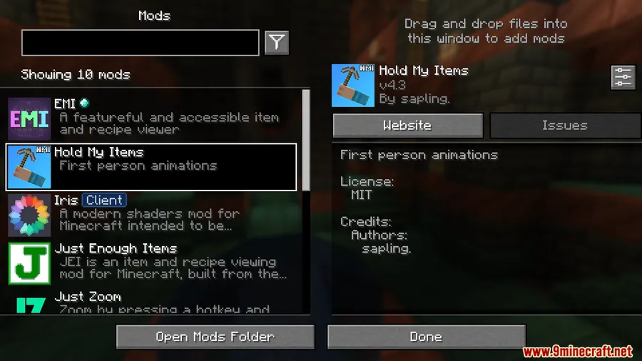 Hold My Items Mod screenshot 1 showing mod in action