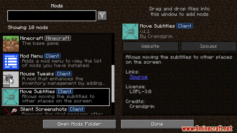 Move Subtitles Mod screenshot 1 showing mod in action