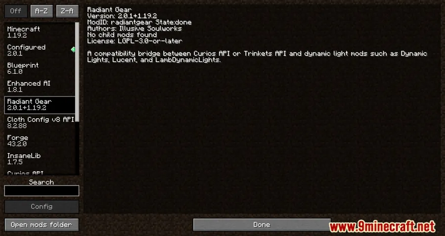 Radiant Gear Mod (1.20.6) screenshot 1 showing mod in action