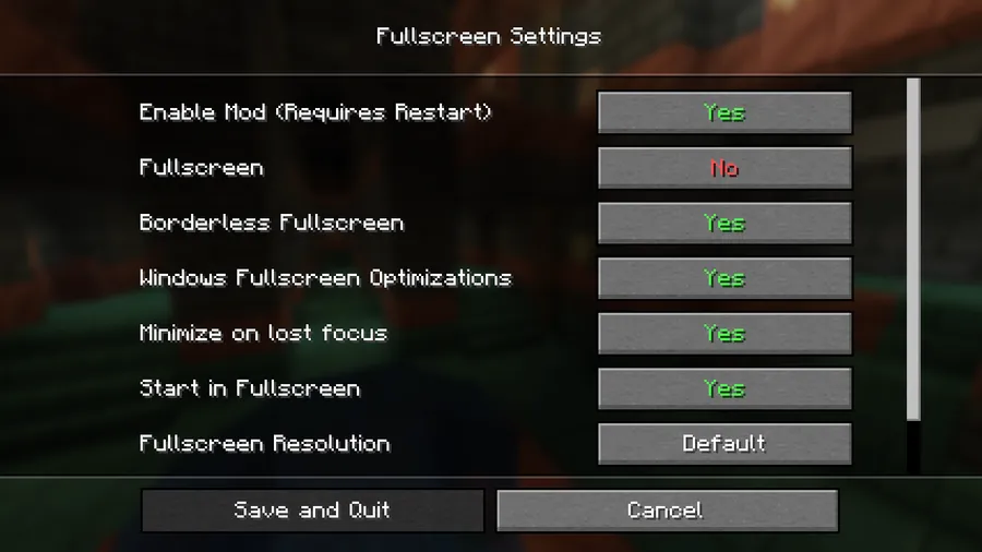 Borderless Fullscreen Mod (26.1.1) Screenshot