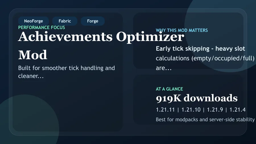 Achievements Optimizer Mod (1.21.11) Screenshot