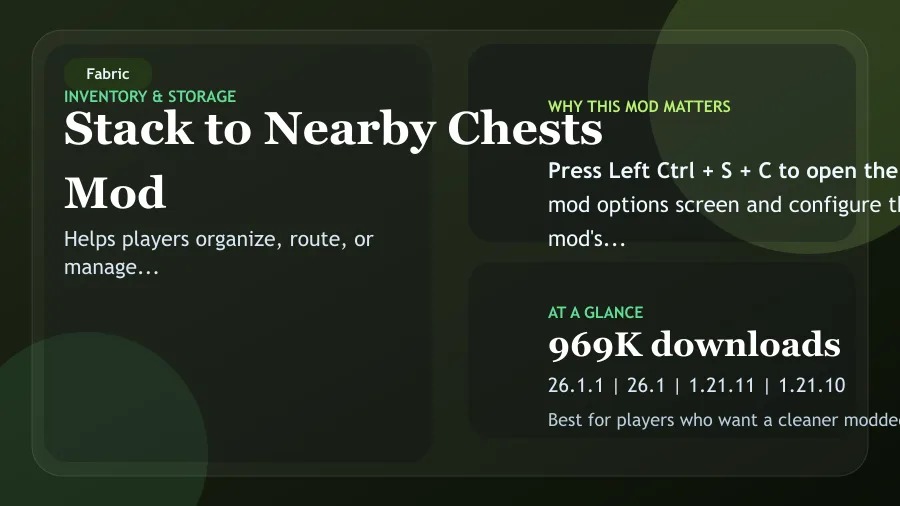 Stack to Nearby Chests Mod (26.1.1) Screenshot