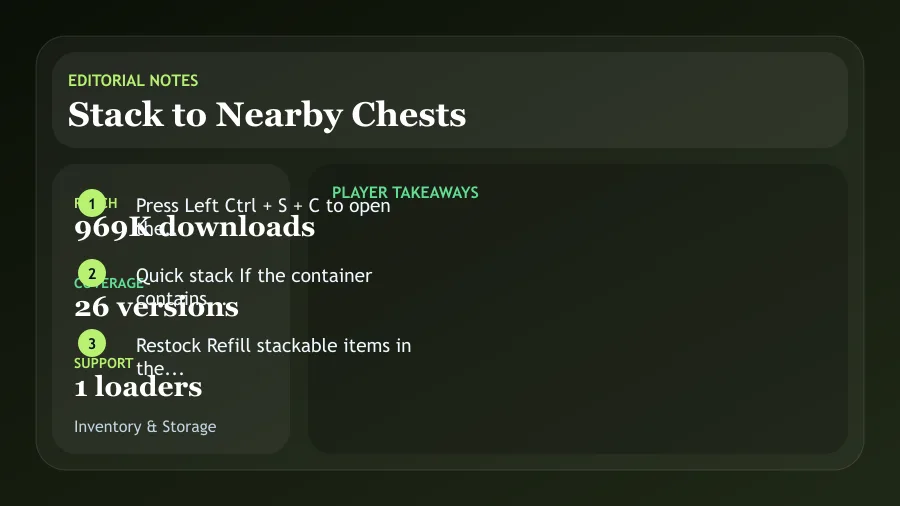 Stack to Nearby Chests Mod (26.1.1) Screenshot