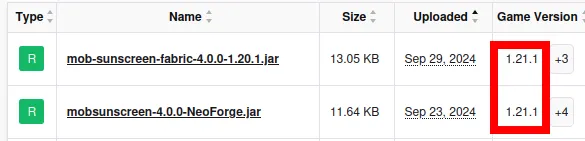 Mob Sunscreen Mod (1.21.11) Screenshot